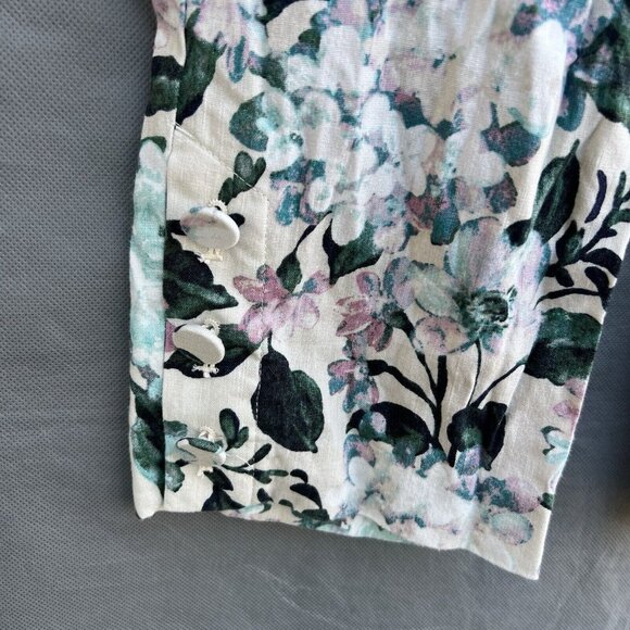 J. Jill Linen Stretch Size XS Vintage Hydrangea Floral Pants Spring Summer - Picture 5 of 6